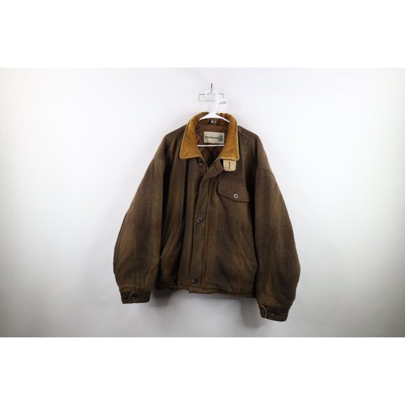 Vintage 90s Streetwear Mens XL Buckle Back Wool Tweed Quilted Bomber Jacket